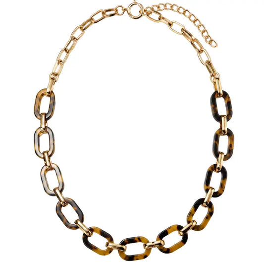 Jane Marie 18k Gold Plated Gold, Tortoise Paperclip Chain Necklace