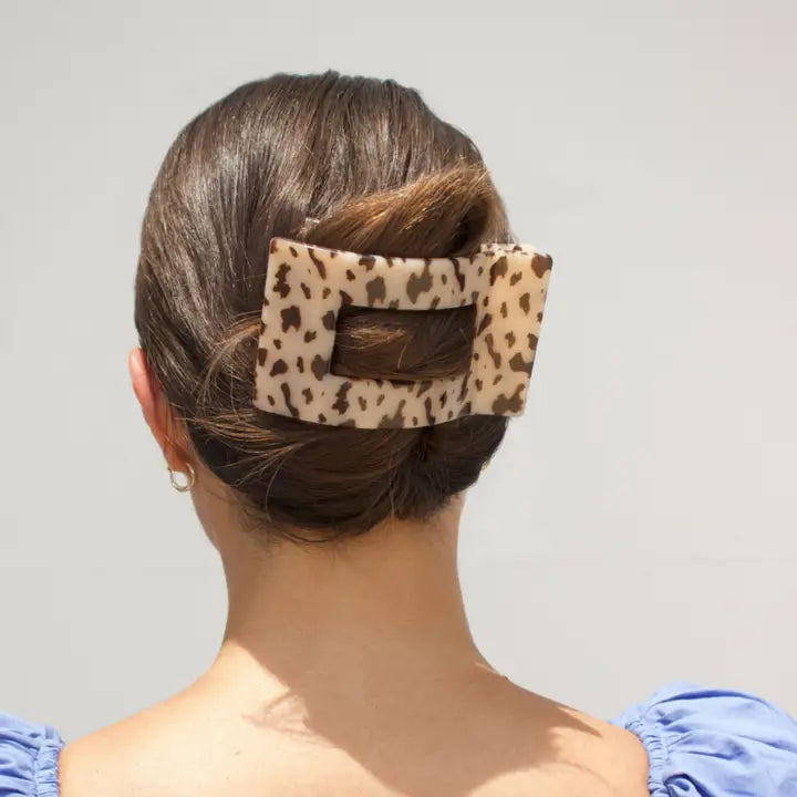 Teleties Flat Rectangle Hair Clip | Large | Blonde Tortoise