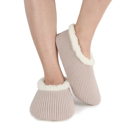Snoozies! Womens Solid Corduroy Slipper With Memory Foam Sole Smoke Grey