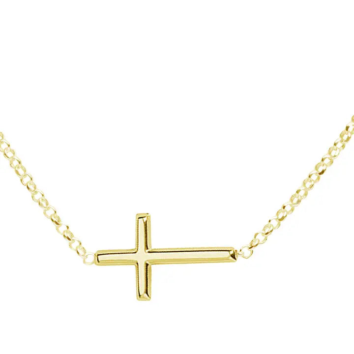 Cherished Moments 14K Gold-Plated Girls Horizontal Cross Necklace Kids & Women
