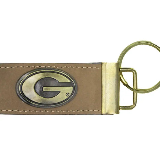 Zep-Pro Collegiate Leather Key Fob-Georgia Bulldogs