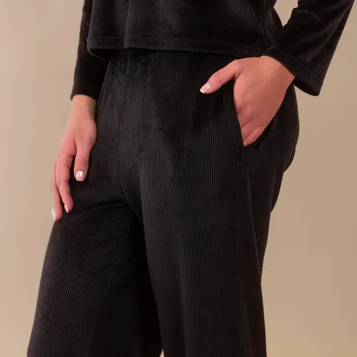 Amanda Blu Black Luxe Lounge Pajama-Set | Soft Velour Pj