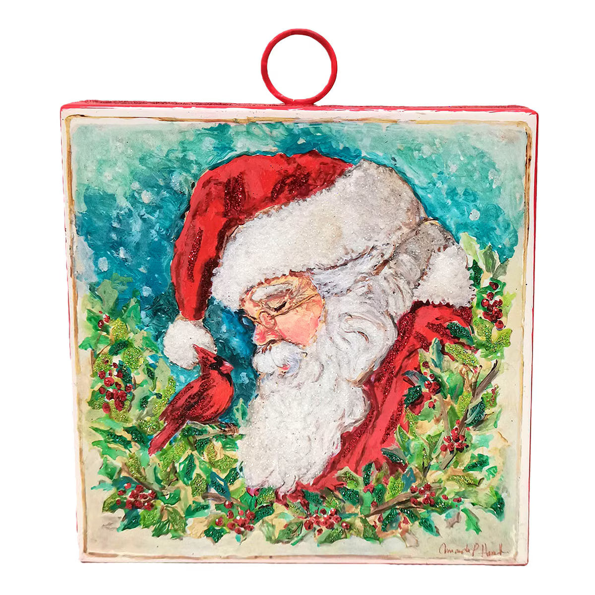 The Round Top Collection Mini Art Santa & Cardinal