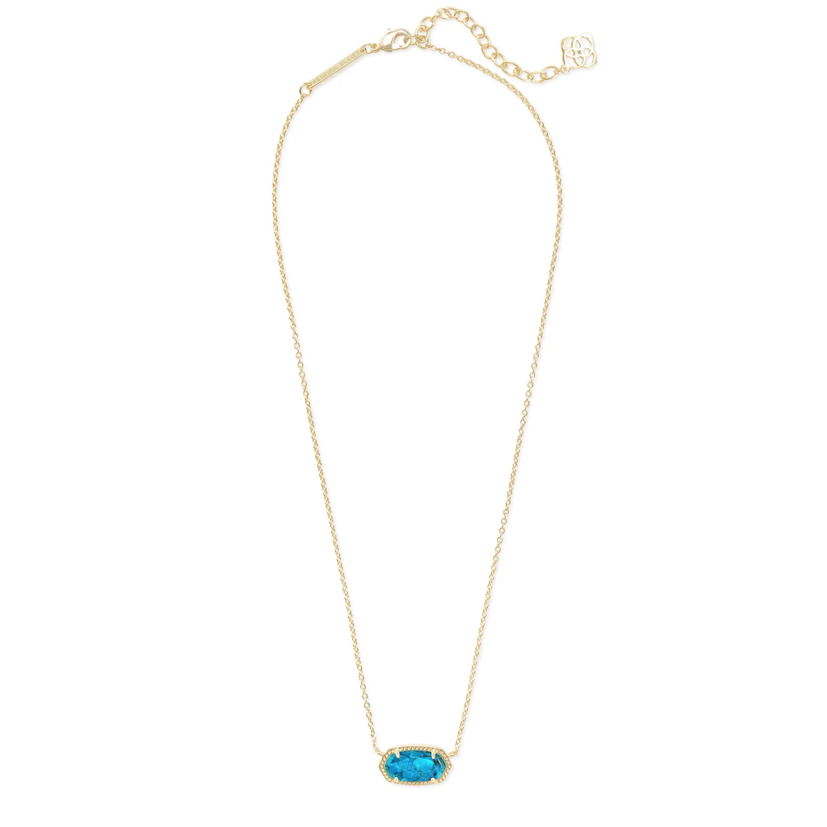 KENDRA SCOTT ELISA SHORT PENDANT NECKLACE GOLD BRONZE VEINED TURQUOISE MAGNESITE