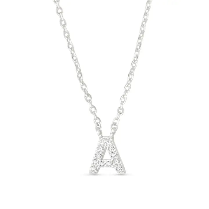 Amanda Blu Silver Cz Initial Necklace - A