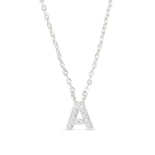 Amanda Blu Silver Cz Initial Necklace - A