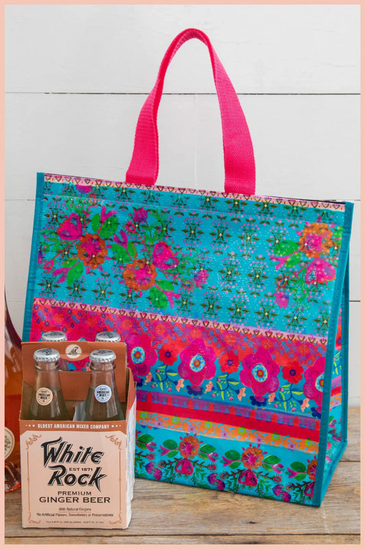 FLORAL INSULATED COOLER TOTE | NATURAL LIFE