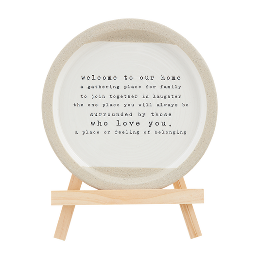 MUD PIE WELCOME PLATE WITH EASEL