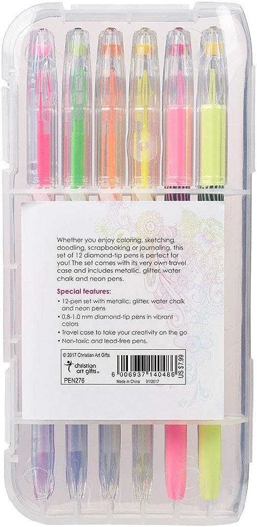 Christian Art Gifts Veritas Gel Pen Set, 12 Pack Assorted Color Variet –