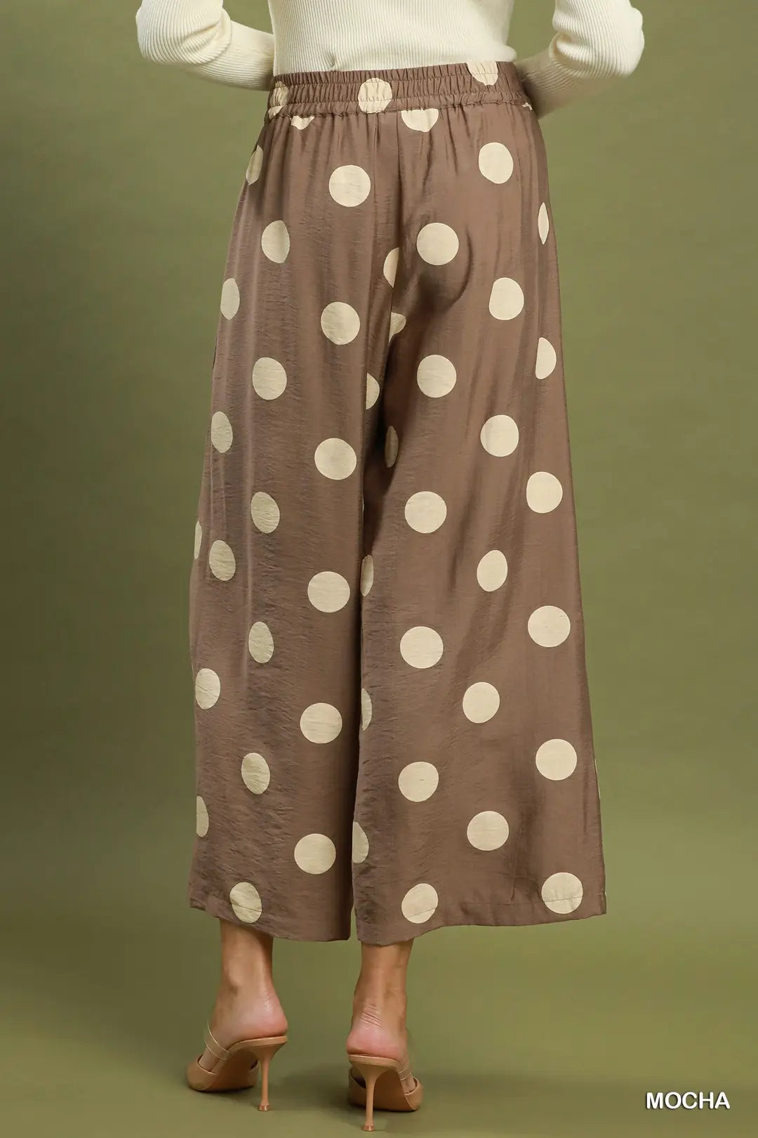 Umgee Polka Dot Wide Leg Crop Pants with Pockets