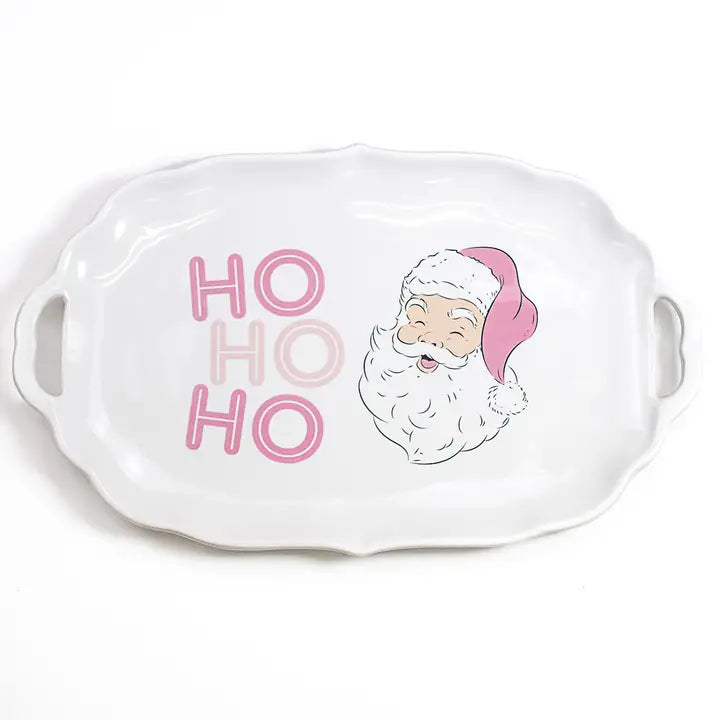 The Royal Standard Hohoho Santa Ripple Platter White/Pink 16.5x10