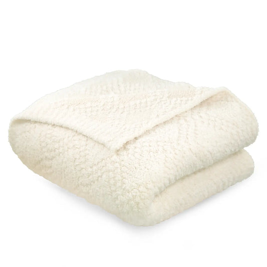 Amanda Blu Plush Diamond Throw Blanket | Soft Luxurious Throw-Cream