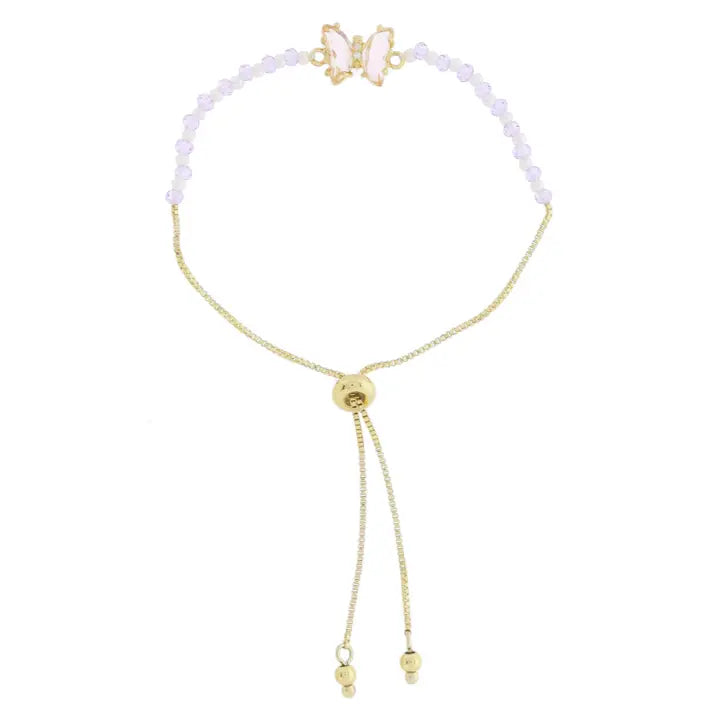 Jane Marie Kids 18K Gold Plated Pearls & Butterfly Adj. Bracelet