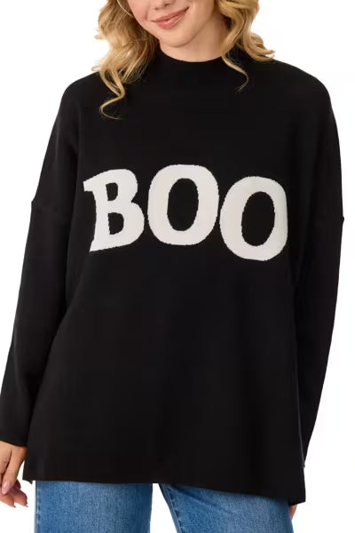 MUD PIE HALLOWEEN JACQUARD ONE SIZE SWEATER-BLACK