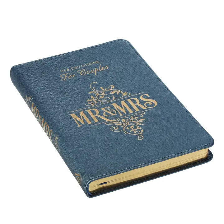 Devotional For Mr. & Mrs. Blue Faux Leather