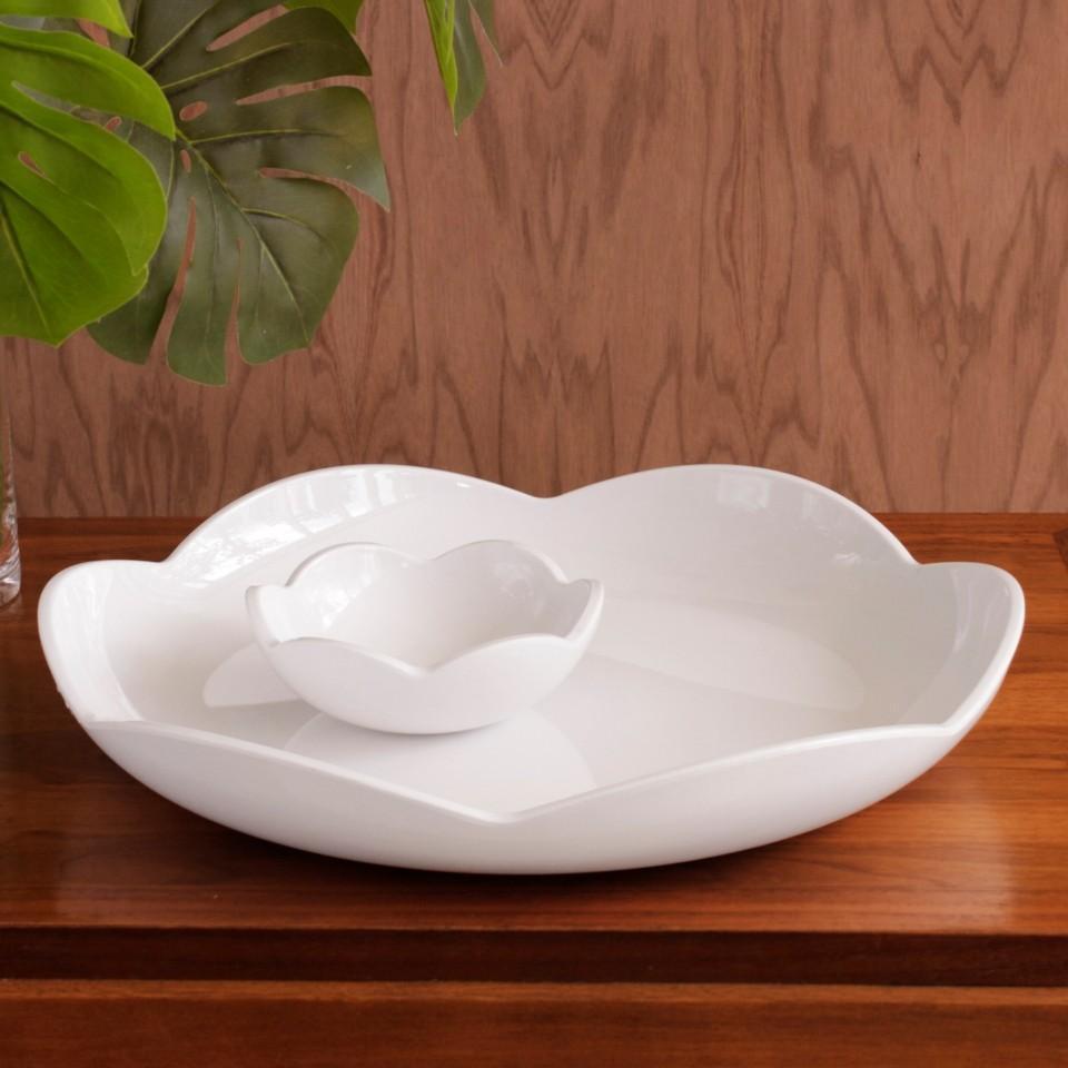 Beatriz Ball Vida Amelia Round Platter with Mini Dip Bowl White
