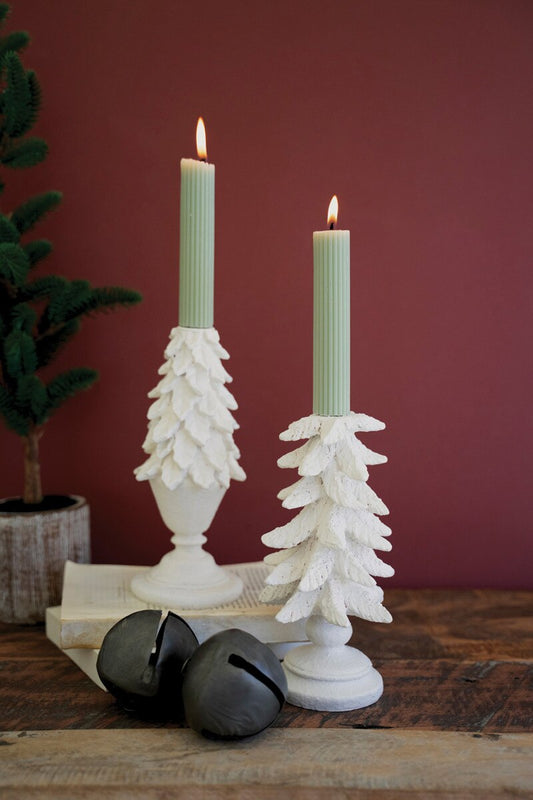 Kalalou Set of 2 Polyresin Christmas Tree Candle Holders