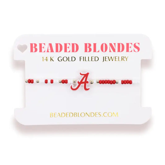 Beaded Blondes Alabama Logo Bracelet On Color