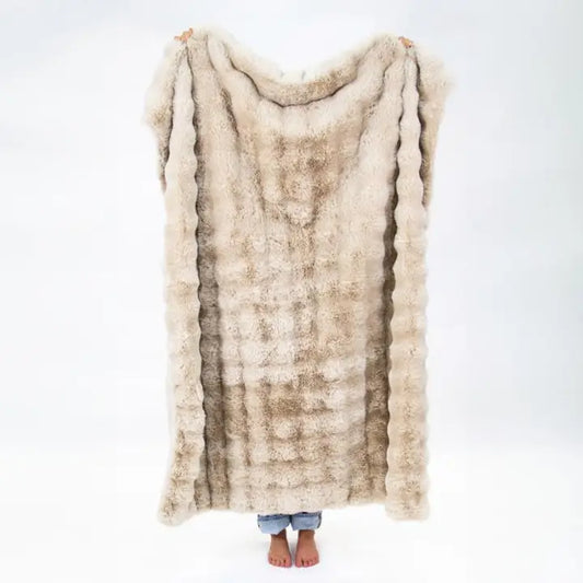 Jane Marie Tan Faux Fur Throw Blanket