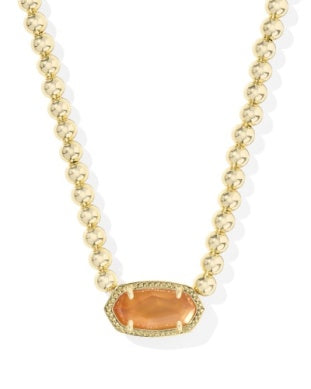 KENDRA SCOTT ELISA BEADED NECKLACE GOLD PAPAYA MOTHER OF PEARL