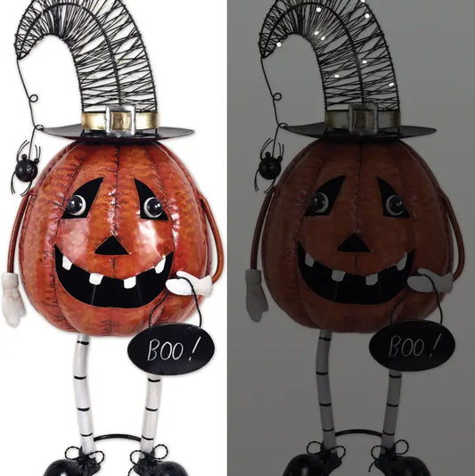 Dee-Nice Solar Pumpkin Wobble Sculpture 26"