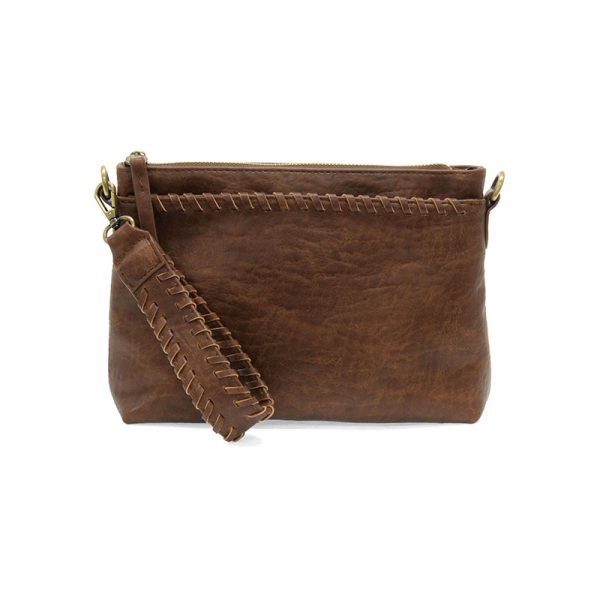 Joy Susan Oakley Whipstitch Topzip Wristlet & Crossbody-Saddle