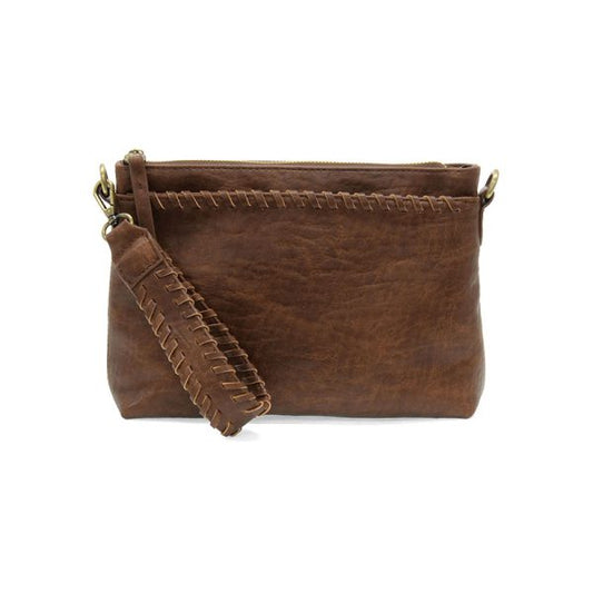 Joy Susan Oakley Whipstitch Topzip Wristlet & Crossbody-Saddle