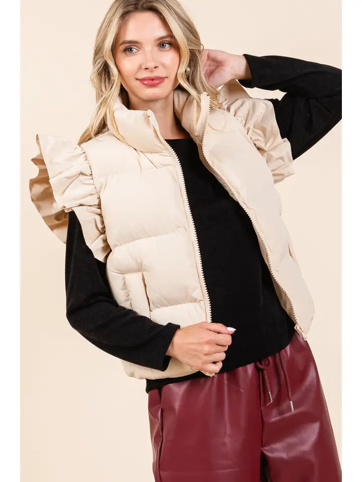 GeeGee Ruffled Sleeve Puffer Vest