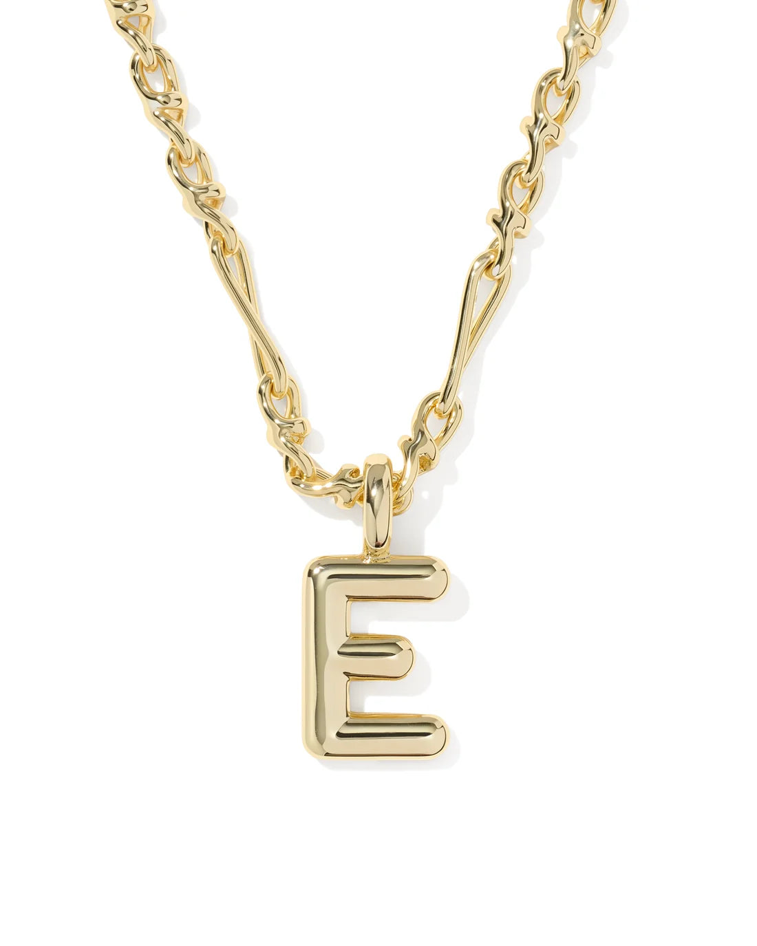 KENDRA SCOTT BUBBLE LETTER E SHORT PENDANT NECKLACE GOLD