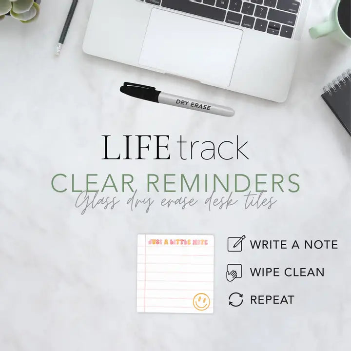 Clairmont & Co. Notes, Dry Erase Glass Tile, Desk Reminder