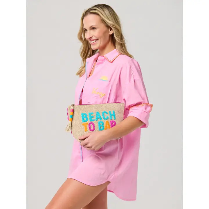 Shiraleah "Beach To Bar" Zip Pouch,Natural