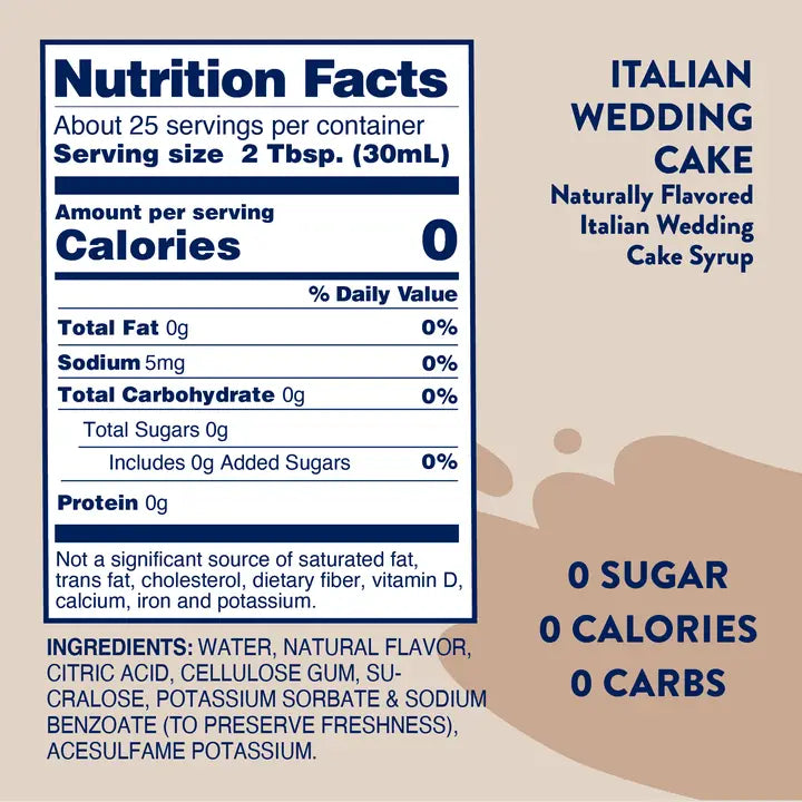 Jordan's Skinny Mixes Sugar Free Italian Wedding Cake Syrup