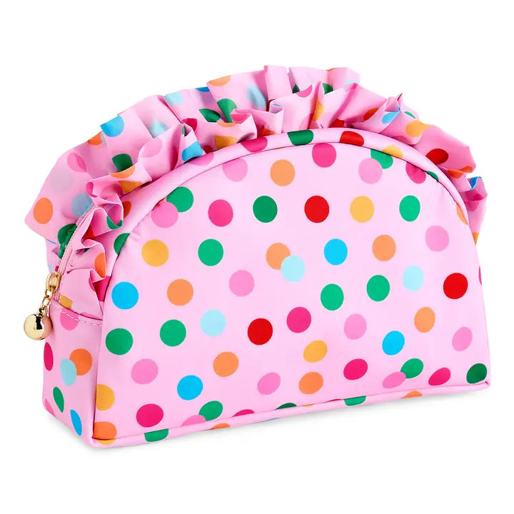 Shiraleah Polka Dot Large Ruffle Zip Pouch, Multi