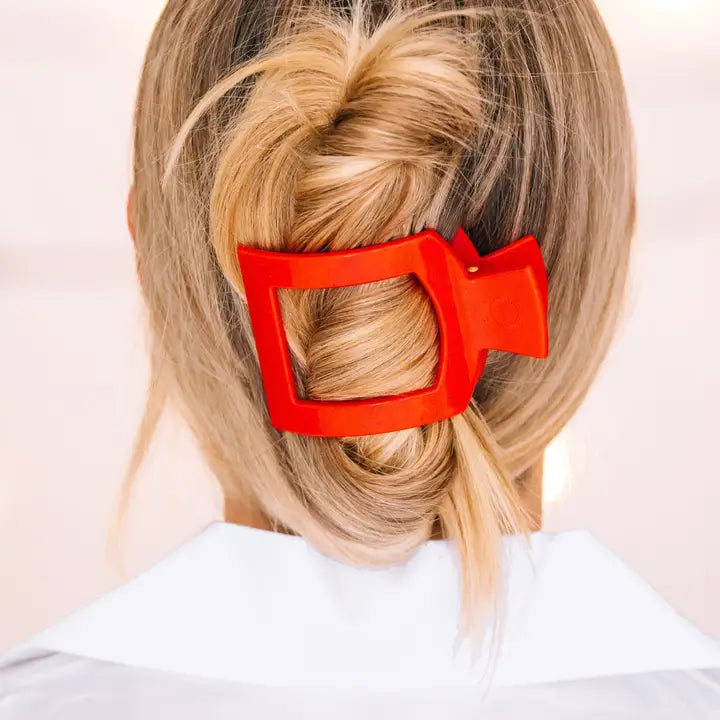 Teleties Square Flat Hair Clip | Medium | Rudolph Red