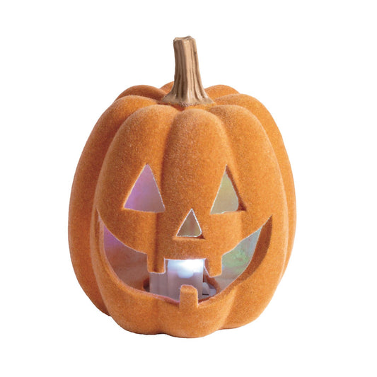 MUD PIE LIGHT-UP FLOCKED ORANGE PUMPKIN