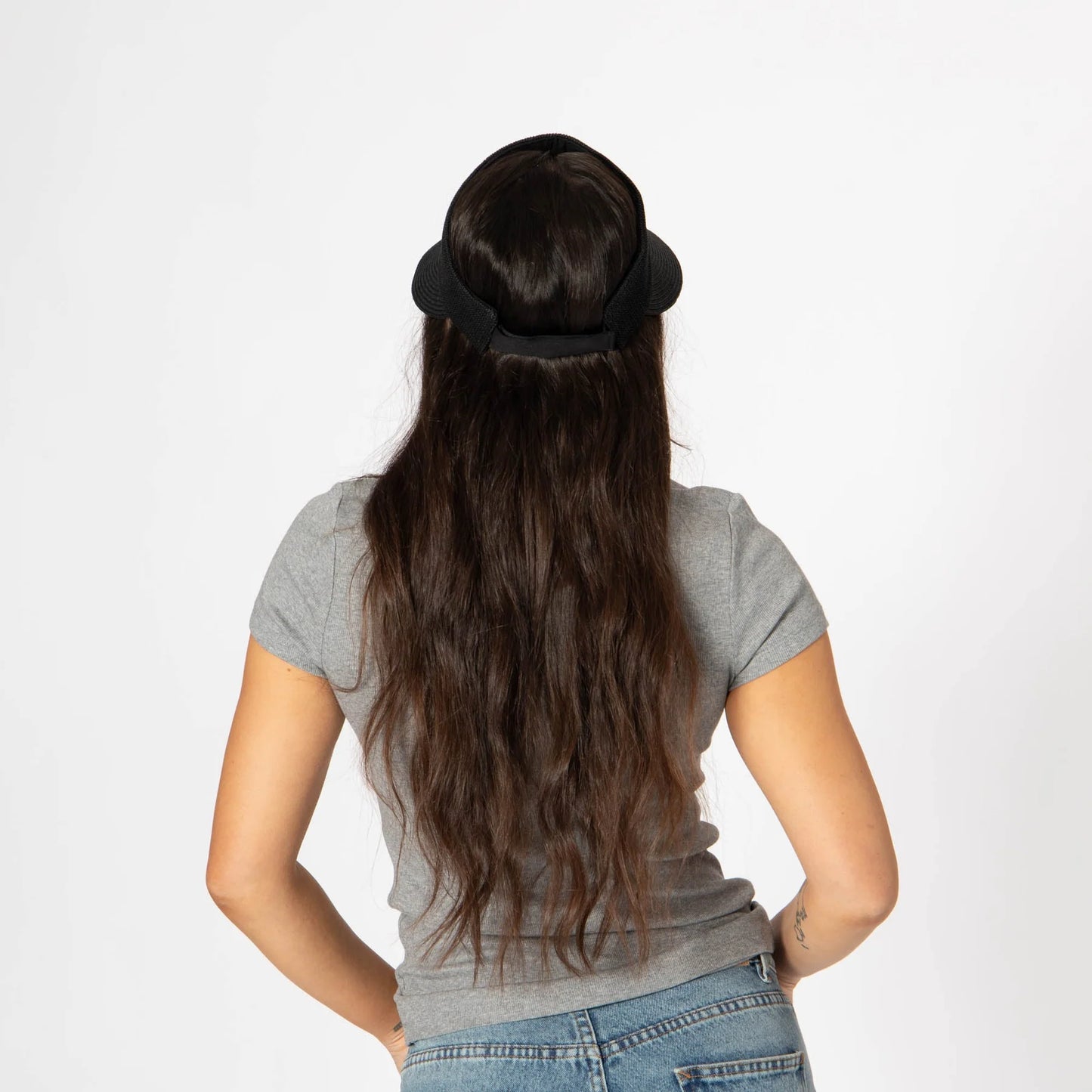 San Diego Hat Monte - Visor with Crochet Crown Panel-Black