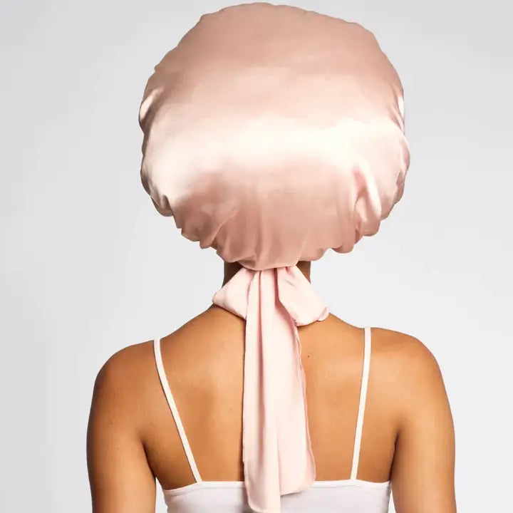 Kitsch Adjustable Oversized Satin Bonnet- Blush