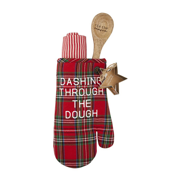 MUD PIE PLAID OVEN MITT GIFT SET