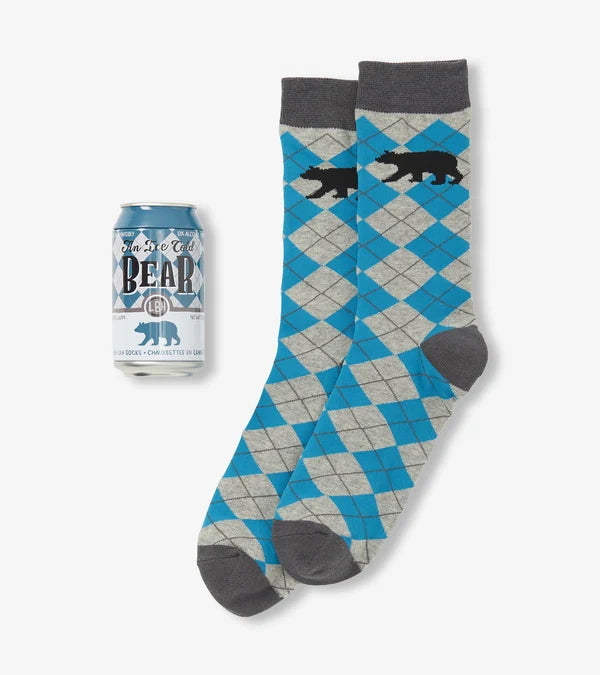 little BLUE HOUSE Ice Cold Bear Men's Beer Can Socks