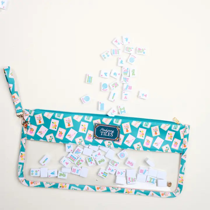 The Darling Effect Mahjong Tile Keeper Pouch–It's Mahj Time Teal