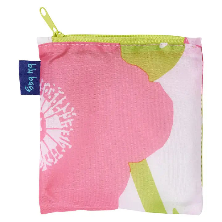 ROCKFLOWERPAPER POPPIES PINK BLU BAG REUSABLE SHOPPING BAG-MACHINE WASHABLE