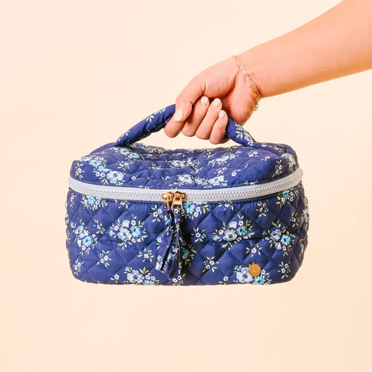 The Darling Effect Glam & Go Quilted Cosmetic Bag-Endless Daydream Navy