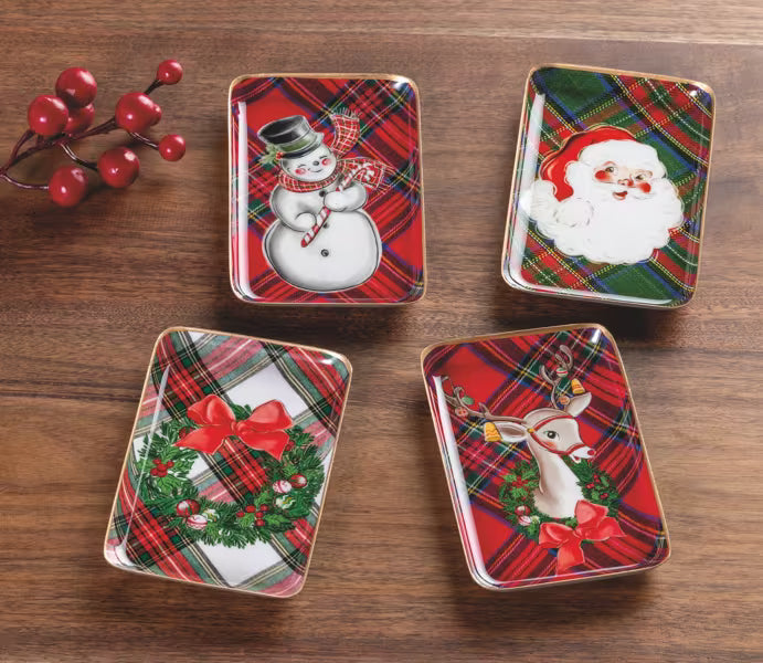 MUD PIE WREATH TARTAN TIDBIT TRAY