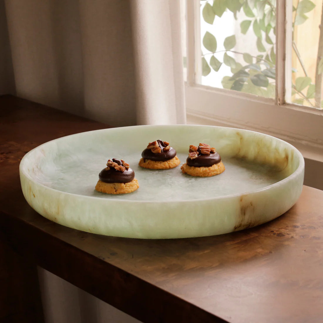 Beatriz Ball RESIN Giada Round Tray Jade Swirl