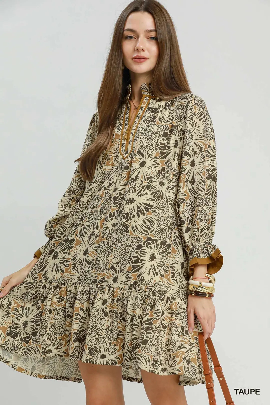 Umgee Floral Print Tiered Dress