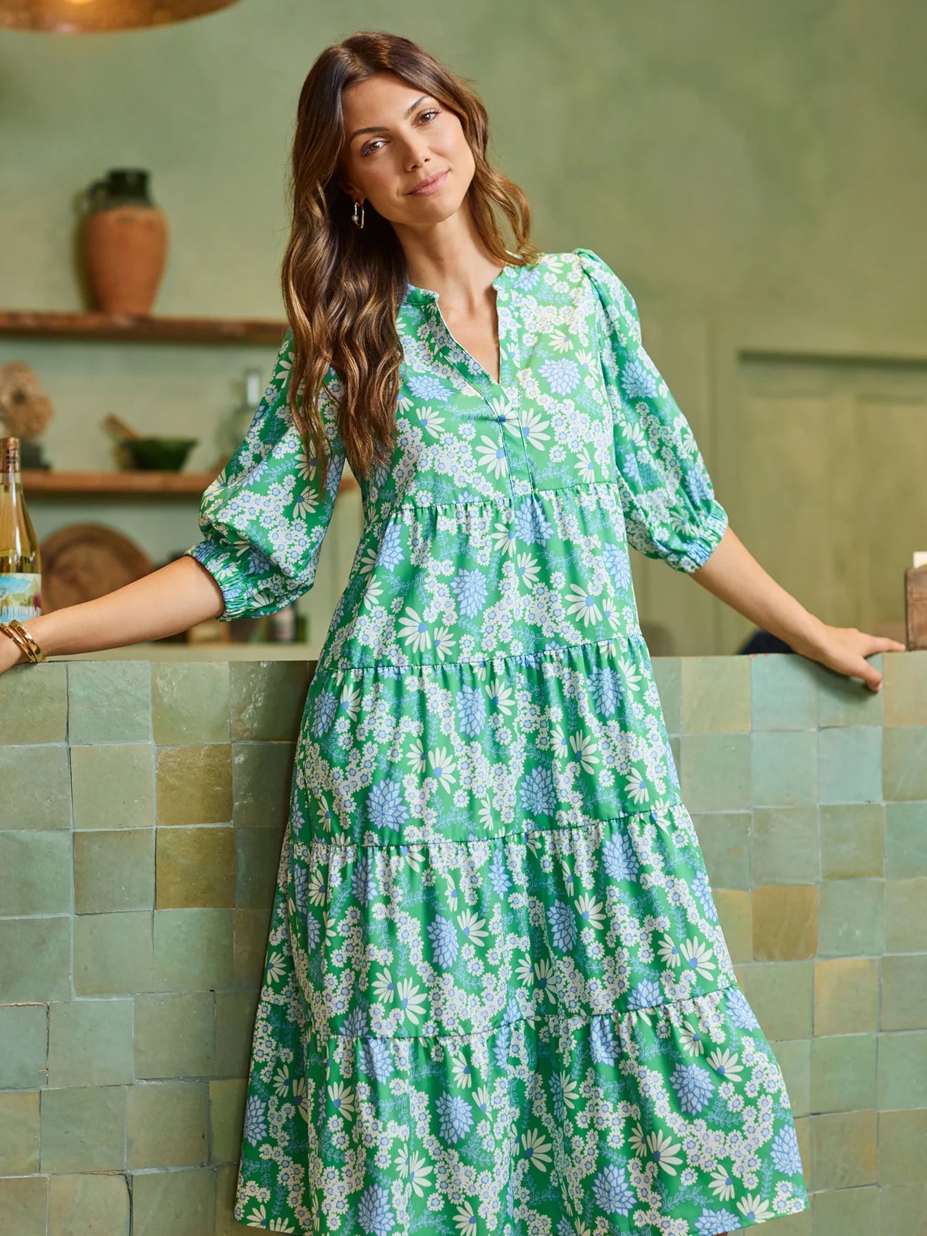 Mary Square Cameron Dress | Daisy Chain Green