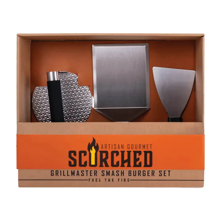 Mad Man Scorched Grillmaster Smash Burger Kit | Meat Press Gift Set