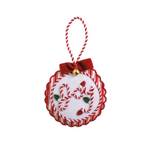 MUD PIE JOY EMBROIDERED ORNAMENT