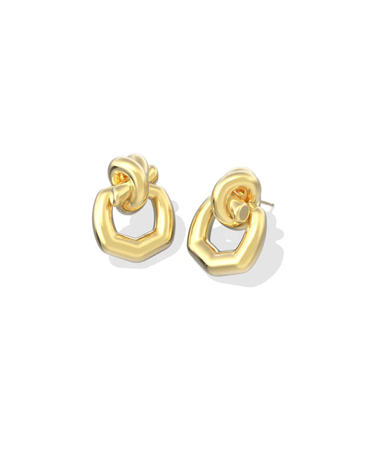 KENDRA SCOTT PARKER KNOT OPEN FRAME EARRINGS GOLD