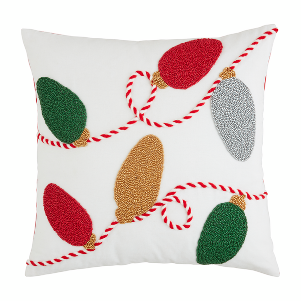 MUD PIE STRING OF LIGHTS BEADED PILLOW